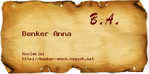 Benker Anna névjegykártya